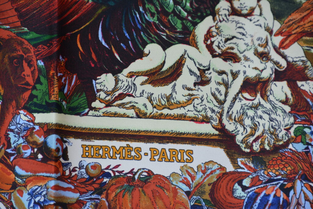 Foulard Vintage Authentique Columbus En 100% Soie - Fait Main En Italie, Multicolore, Bon état