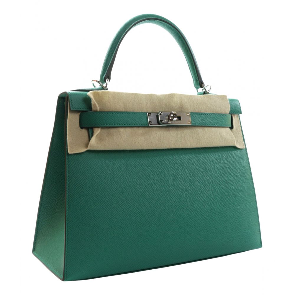 Hermès Kelly Vert Jade Epsom Mini Sellier Palladium Hardware, 2022 (Like New), Green/Blue/Silver Womens Handbag