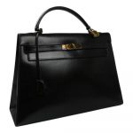 Sac Hermes Kelly 32 en cuir Noir sellier 