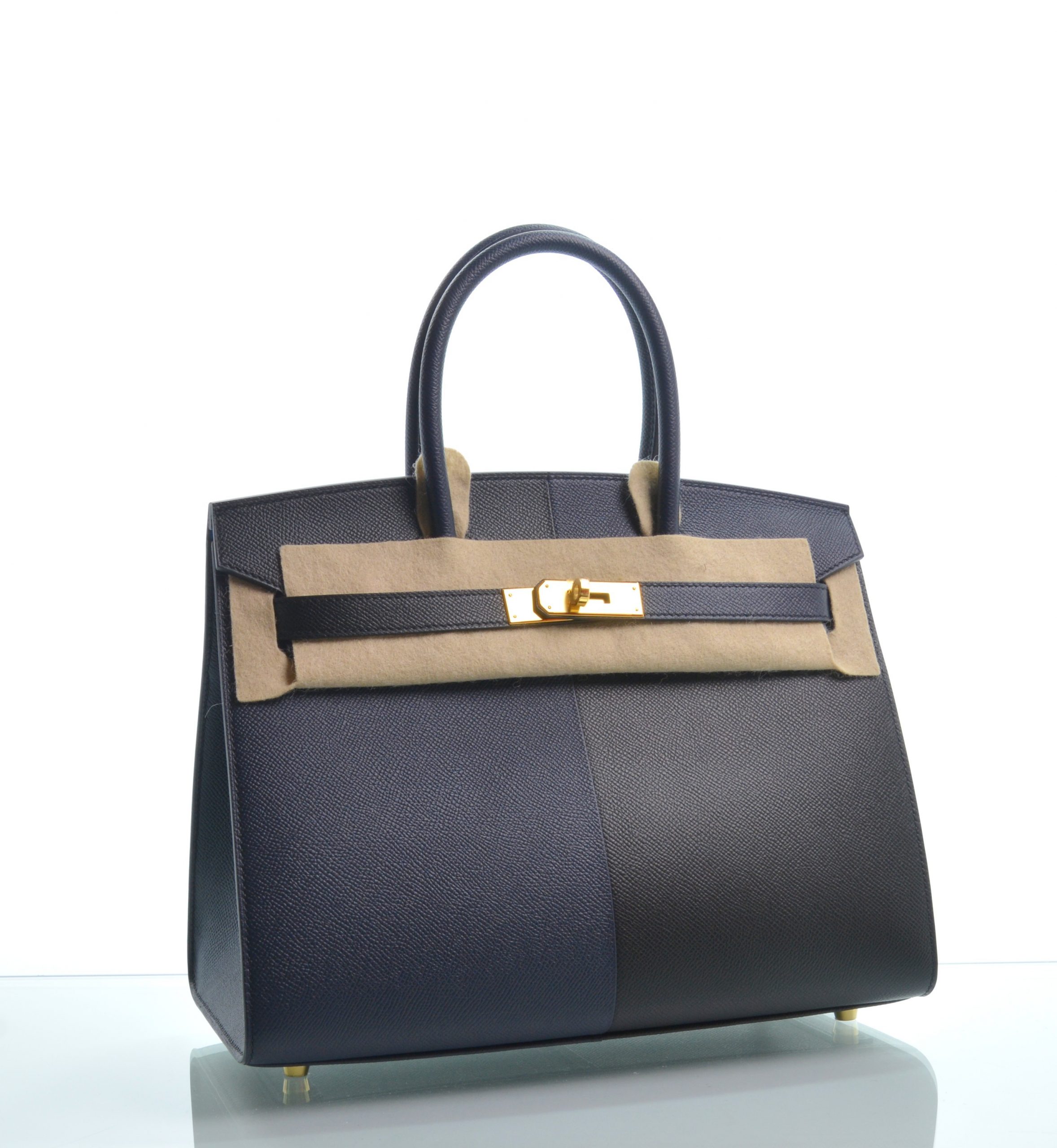 Hermes Birkin Sellier 30 Casaque Noir / Bleu Indigo / Bleu Frida Bag Epsom  Gold For Sale at 1stDibs