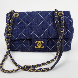 Sac Chanel Bandoulière en Toile Bleue (Jeans)