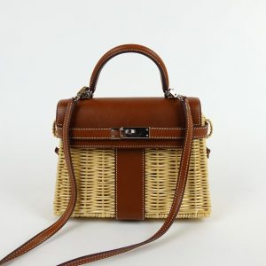 Sac à Main Hermès Kelly Mini Picnic en Cuir Barenia Gold