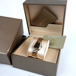 Montre Bvlgari Serpenti Seduttori en or rose et acier sertie de 38 diamants