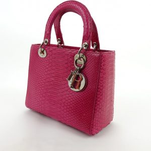 Sac à main Lady Dior en Python Rose Fuchsia