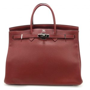 Sac à Main Birkin 40 Hermès en cuir Togo rouge grenat – Stamp R (2014)