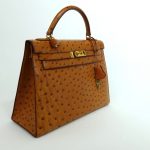 sac a main kelly 35 hermes cuir autruche stamp 1992 4