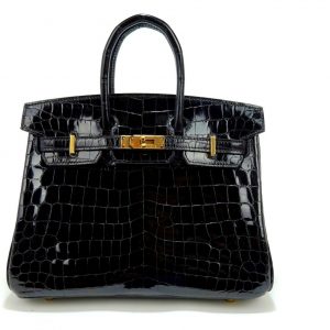 Accueil 1 Sac à Main Hermès Birkin 25 en crocodile Niloticus noir