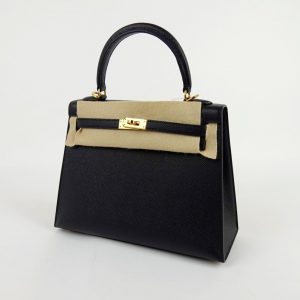 Sac à Main Hermès Kelly 25 en Cuir Epsom Noir