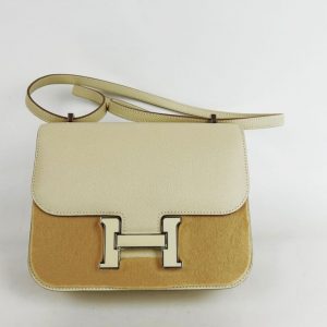 Sac à Main Hermès Constance III Mini Miroir Cuir Veau Epsom Craie
