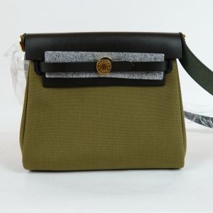 Sac à Main Hermès Mini Herbag Zip Coton Kaki