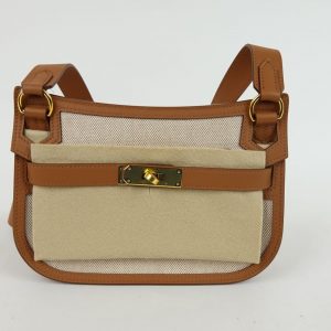 Accueil 2 Sac à Main Hermès Jypsière Cuir Marron et Toile