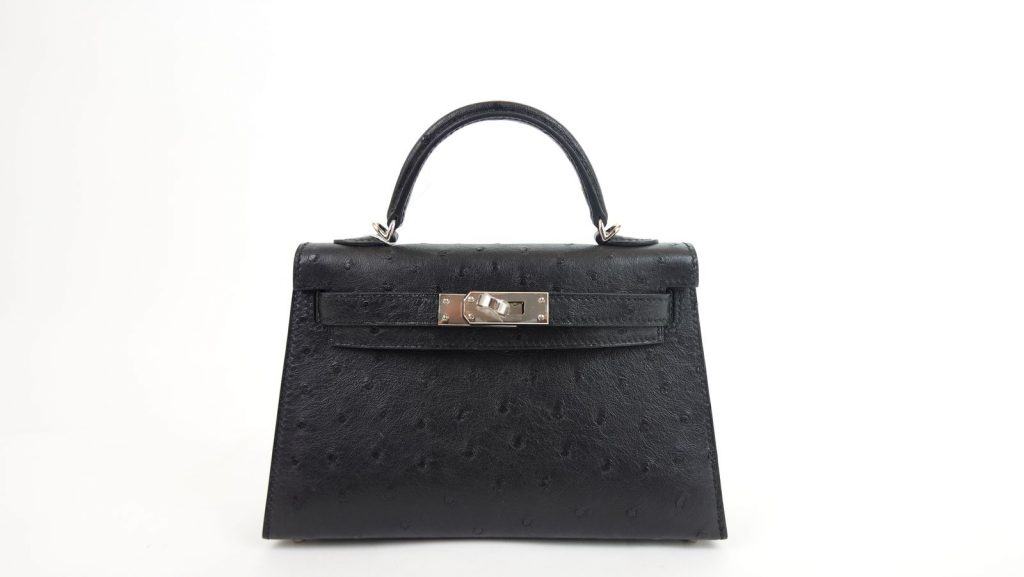 sac-a-main-hermes-mini-kelly-autruche-noir-1