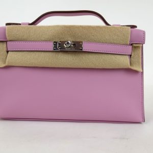 Pochette Hermès en Cuir Swift Mauve Sylvestre