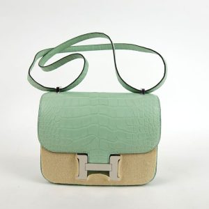 Sac à Main Hermès Constance III Mini Alligator Miroir Vert